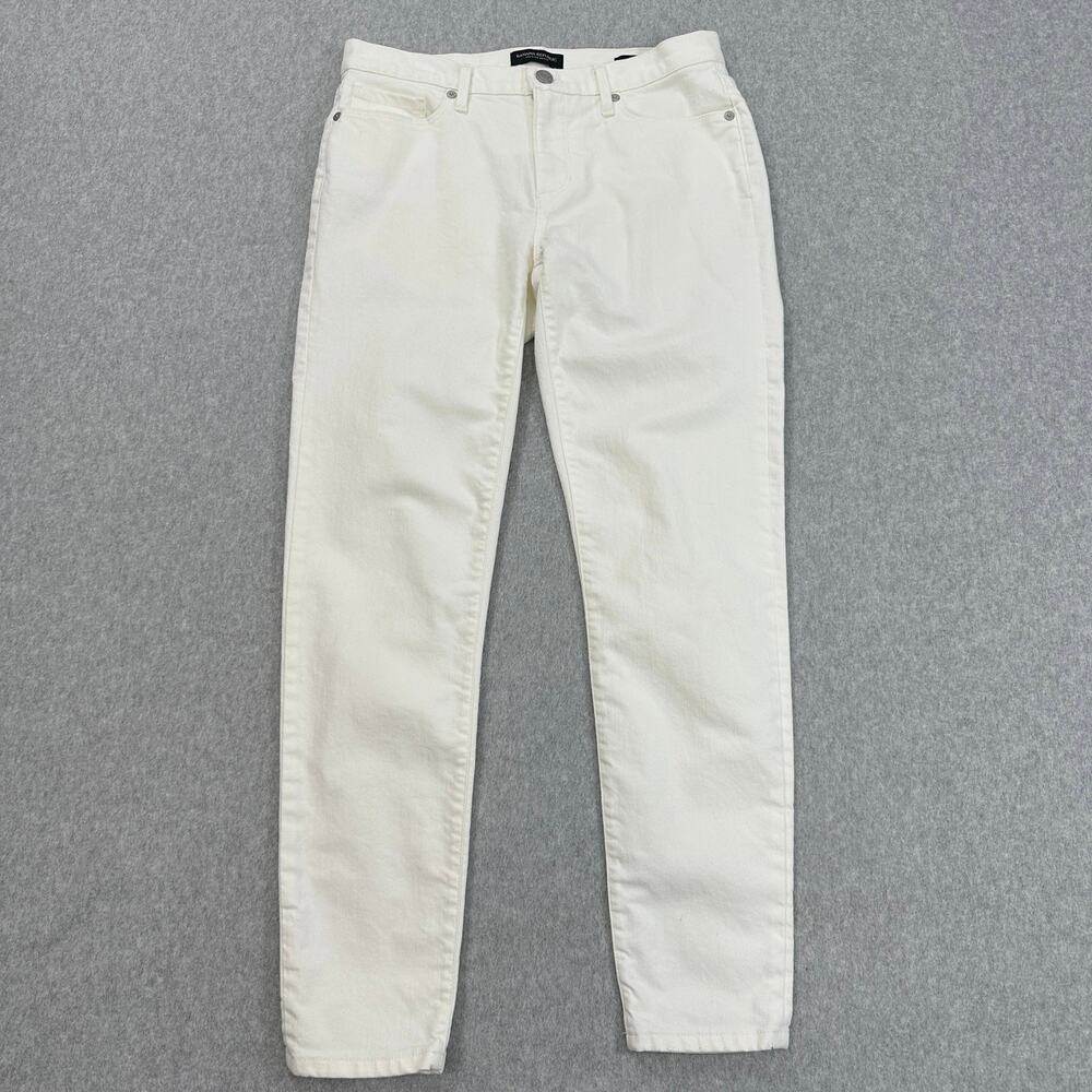 Banana Republic White Premium Denim Jeans WMNS 27 Skinny Ankle Mid Rise Stretchy